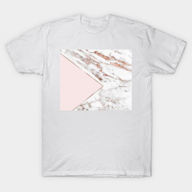 Blush pink geo - rose gold marble T-Shirt by marbleco